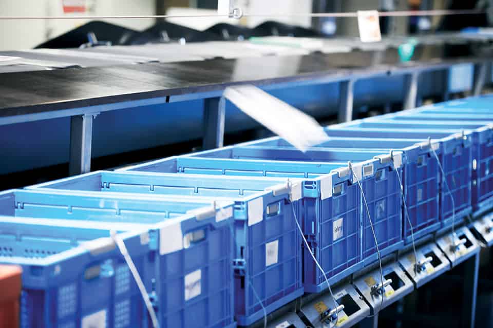 Sorting Totes Split Chute: Divide One Sort Module into Four Destinations
