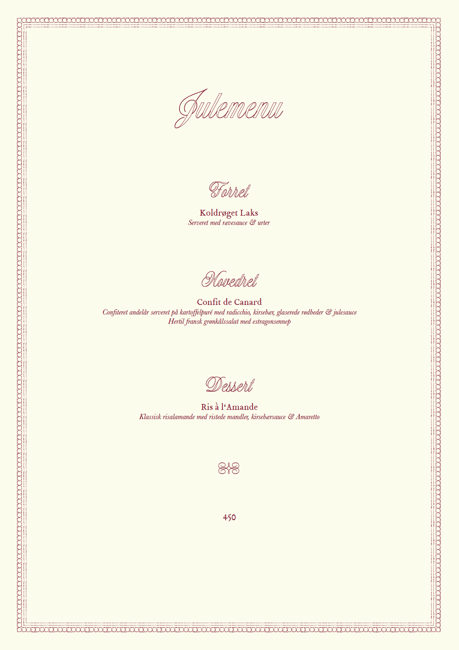 Julemenu Selskabsmenu 2025