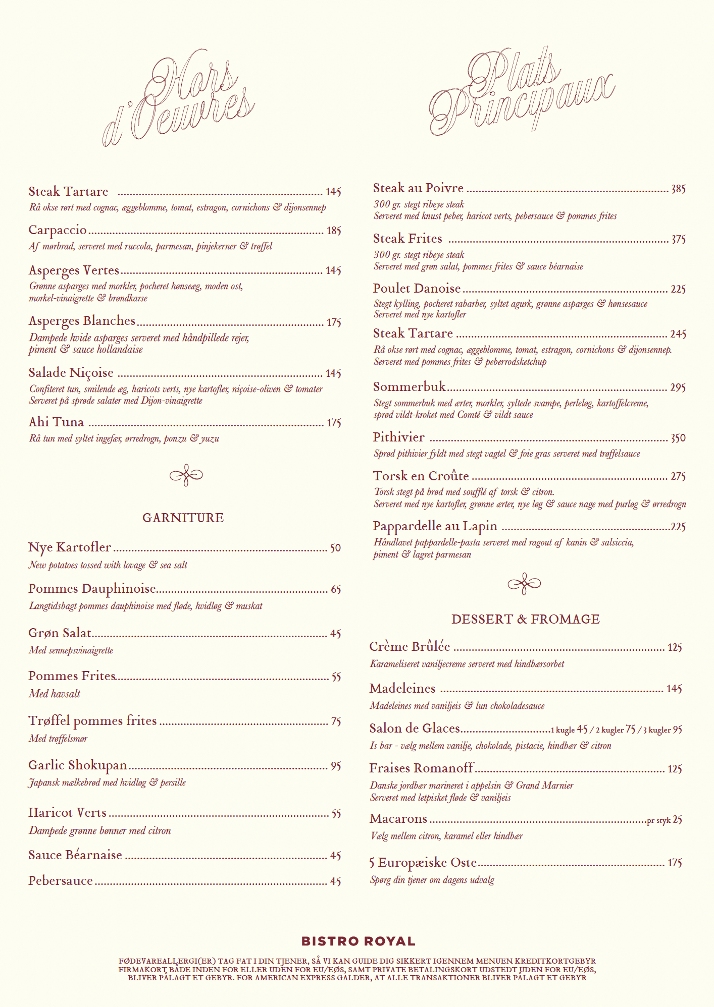 Aften a la carte - sommer 2026