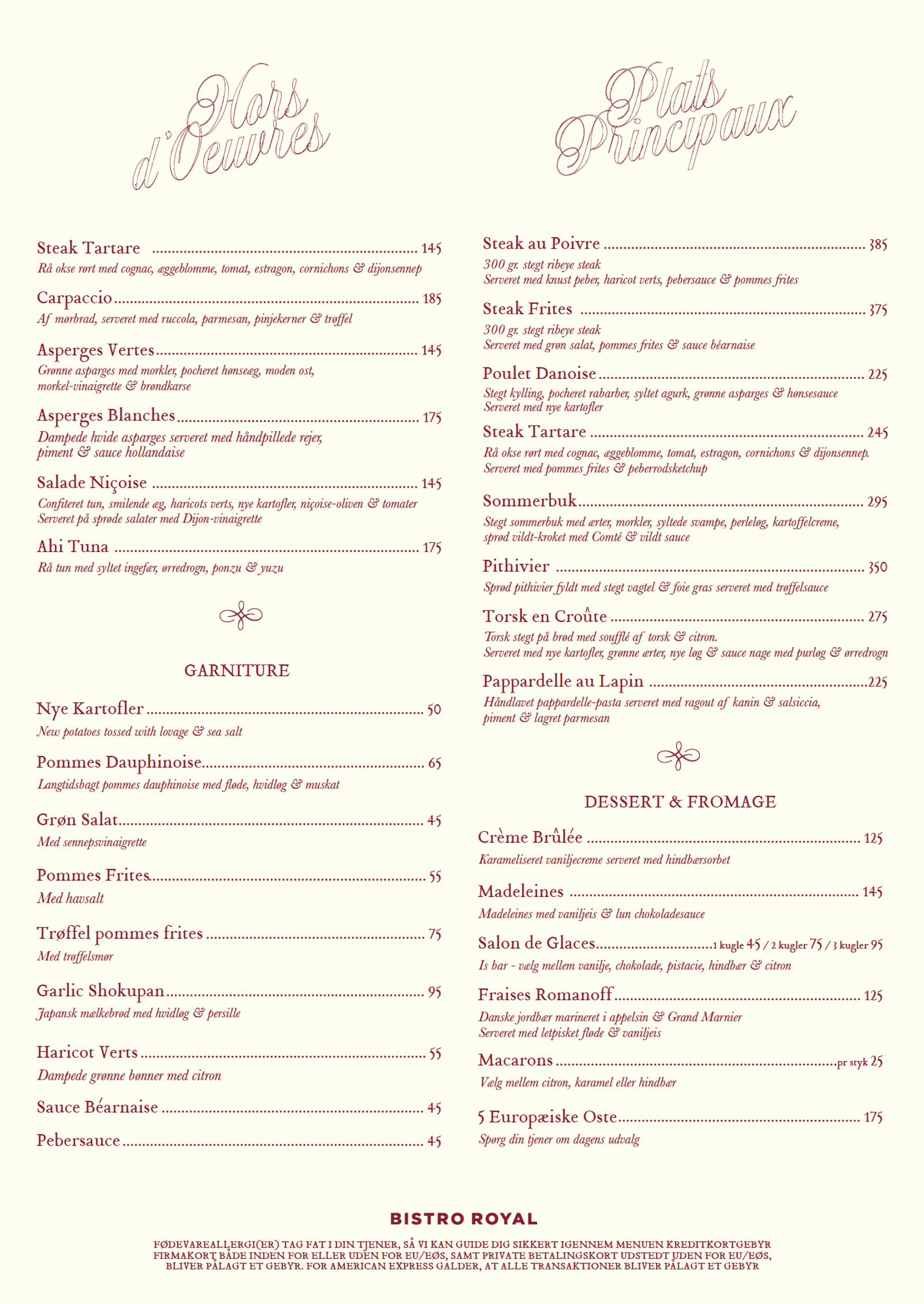 Aften a la carte - sommer 2026