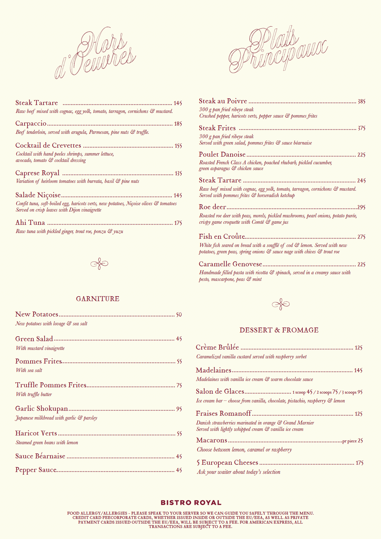 UK AFTEN A LA CARTE