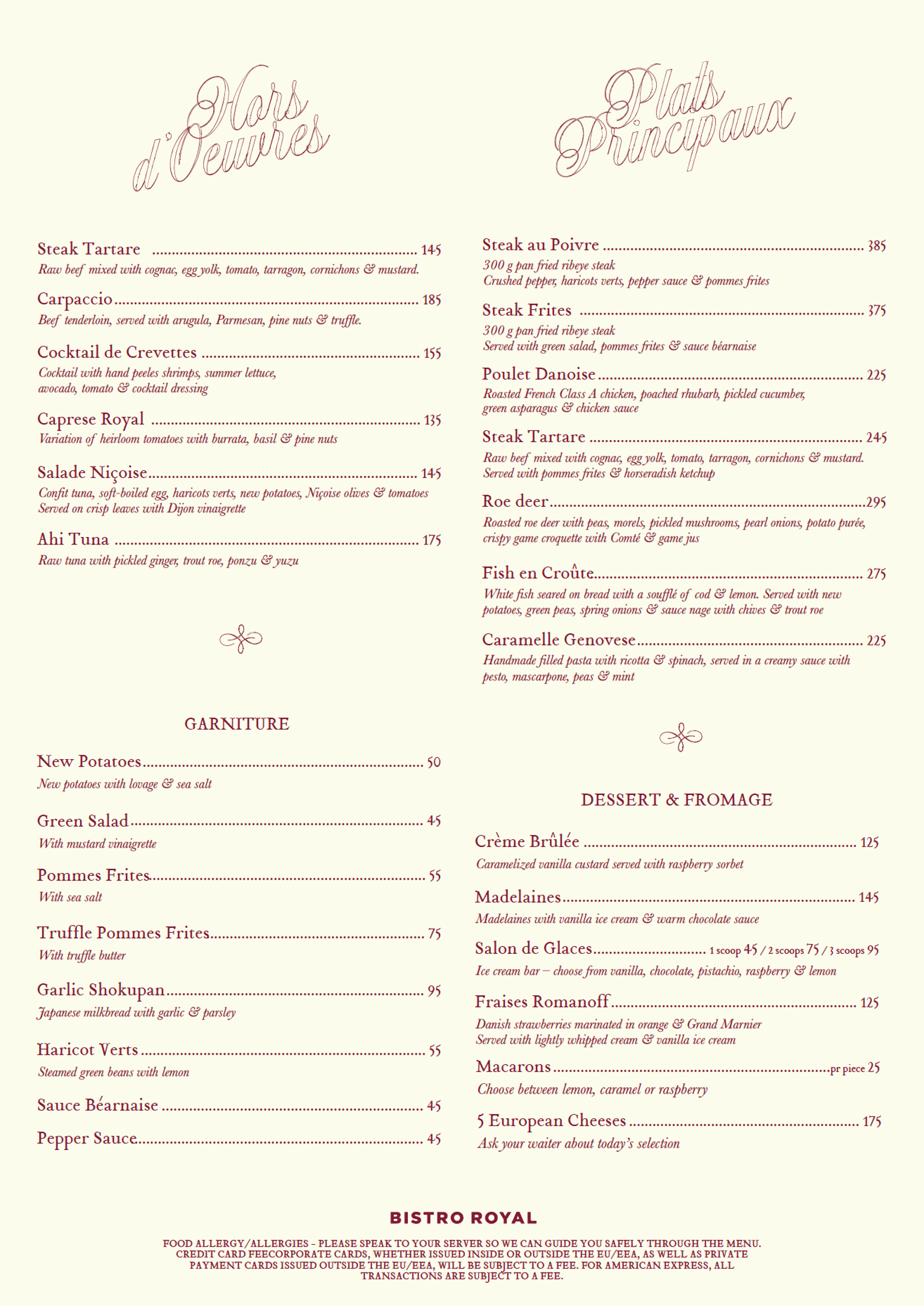 UK AFTEN A LA CARTE